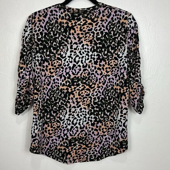 Veronica Beard Cotton Multicolored Leopard Print Top Blouse Size L - Picture 3 of 8
